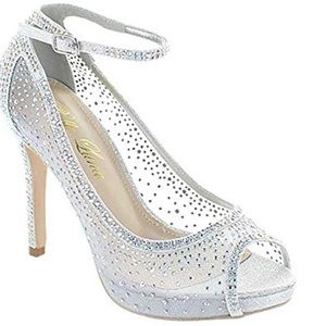 silver heels ankle strap